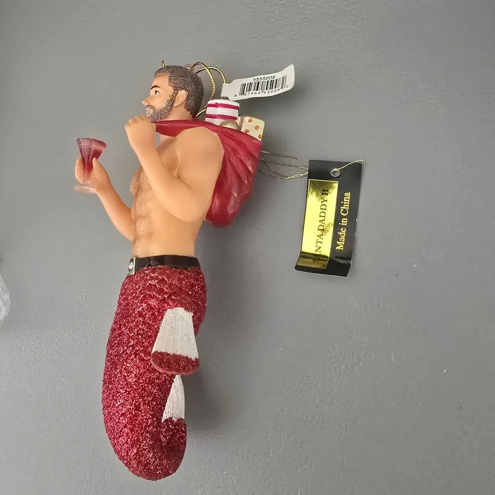 December Diamonds‎ Santa Daddy II Merman Christmas Ornament 55-55008 Red Glitter